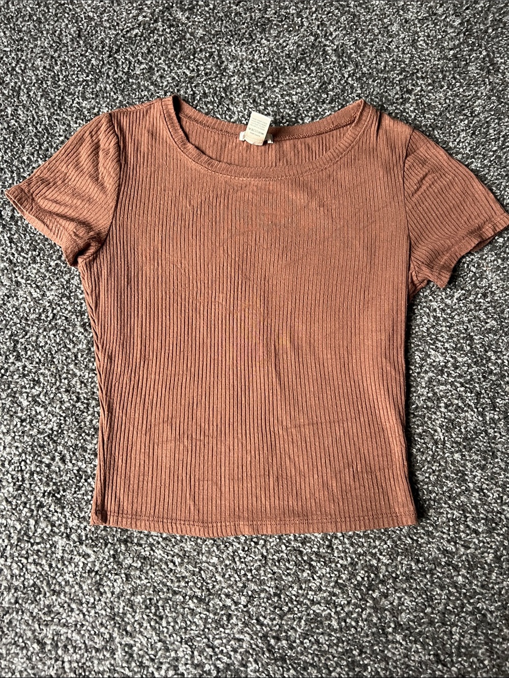 Ribbed Short-Sleeve Tee in Rust